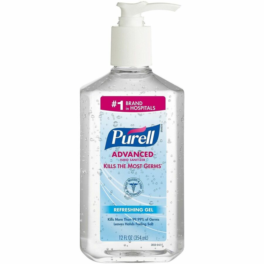 PURELL&reg, Advanced Hand Sanitizer Gel - Clean Scent - 12 fl oz - Pump Bottle Dispenser - Kill Germs - Multipurpose - Moisturizing - Clear - Triclosan-free, Paraben-free, Phthalate-free - 1 Each