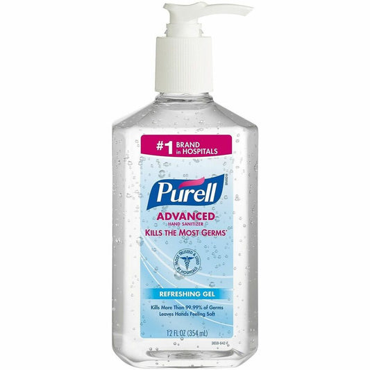 PURELL, Advanced Hand Sanitizer Gel - Clean Scent - 12 fl oz - Pump Bottle Dispenser - Kill Germs - Multipurpose - Moisturizing - Clear - Triclosan-free, Paraben-free, Phthalate-free - 1 Each