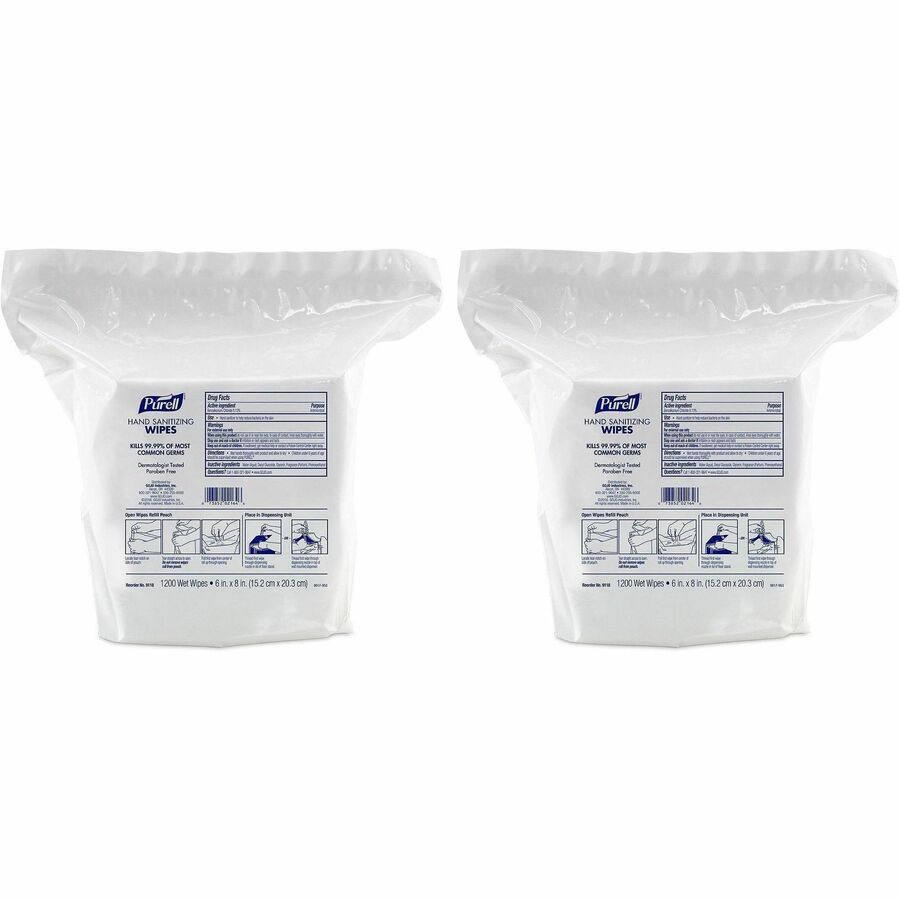 PURELL&reg, Sanitizing Wipes - WhitePack - 1200/Pack - 2 / Carton
