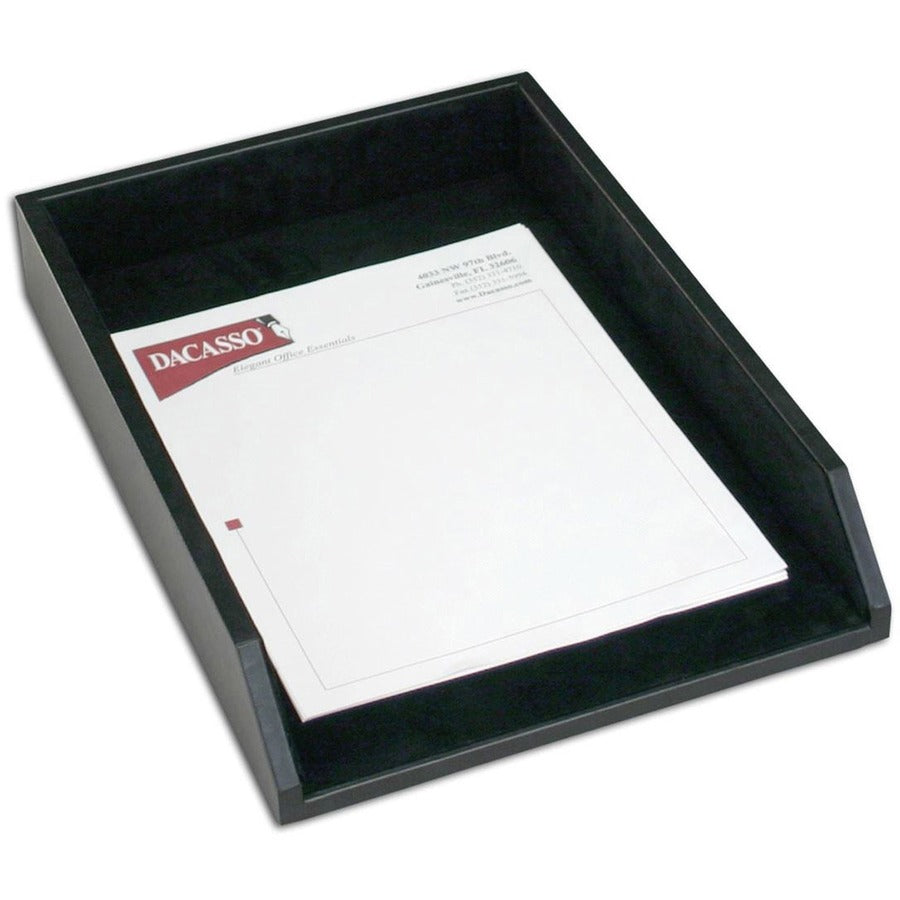 Dacasso Legal Tray - Black Leather - 2.50" Height x 10.60" Width x 15.25" Depth - Desktop - Black - Leather - 1 Each