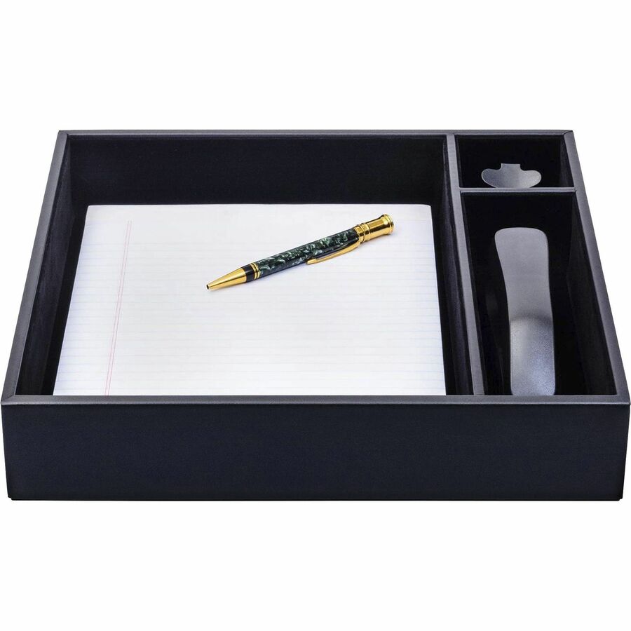 Dacasso Classic Leather Conference Room Organizer - 8 x Writing Pad - 3 Compartment(s) - 2.38" Height x 12.50" Width x 12.75" Length - Desktop - Black - Leather - 1 Each