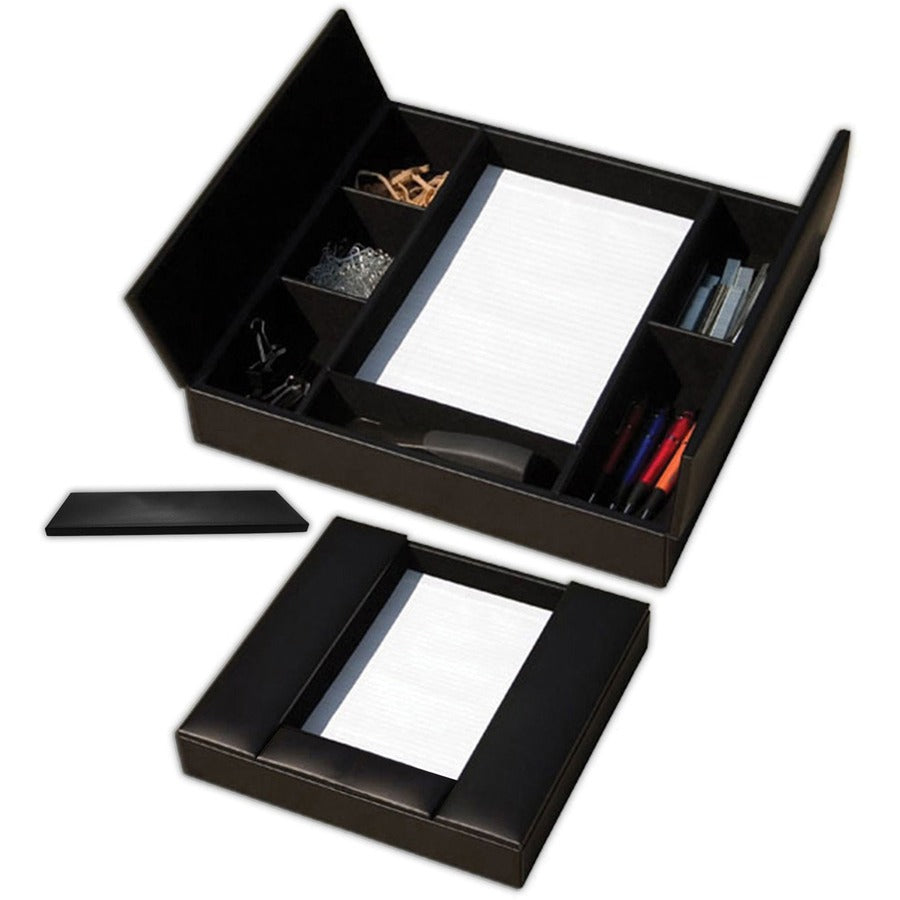 Dacasso Classic Leather Enhanced Conference Room Organizer - 6 Compartment(s) - Desktop - Black - Leather - 1 Each
