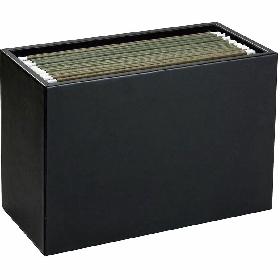 Dacasso Classic Leather Hanging File Folder Box - External Dimensions: - Media Size Supported: HeightLetter 8.50" x 11" - Top Grain Leather, Velveteen - Black - For File Folder - 1 Each