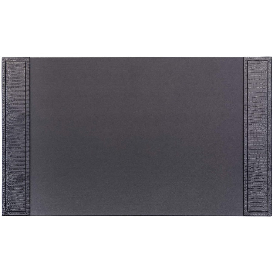 Dacasso Crocodile Embossed Leather Side-Rail Desk Pad - 20" Width - Leather - Black - 1 Each