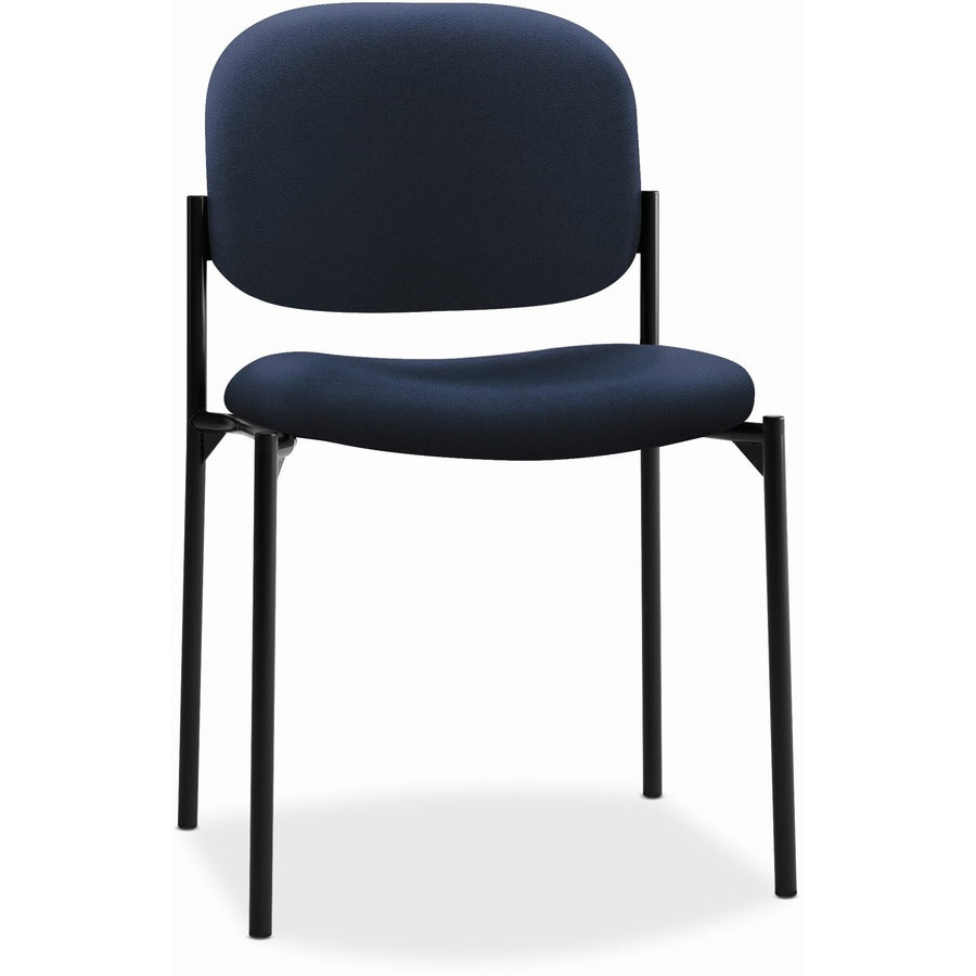 Basyx by HON Scatter Stacking Guest Chair - Navy Seat Color - Fabric, Polyester Seat Material - Navy Back Color - Fabric, Polyester Back Material - Black Frame Color - Tubular Steel Frame Material - Four-legged Base - 1 Each