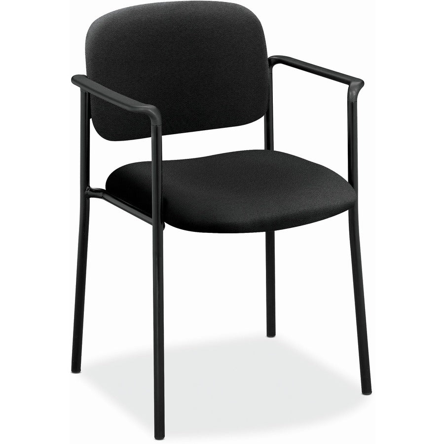Basyx by HON Scatter Stacking Guest Chair - Black Seat Color - Fabric, Polyester Seat Material - Black Back Color - Fabric, Polyester Back Material - Black Frame Color - Tubular Steel Frame Material - Four-legged Base - Armrest - 1 Each