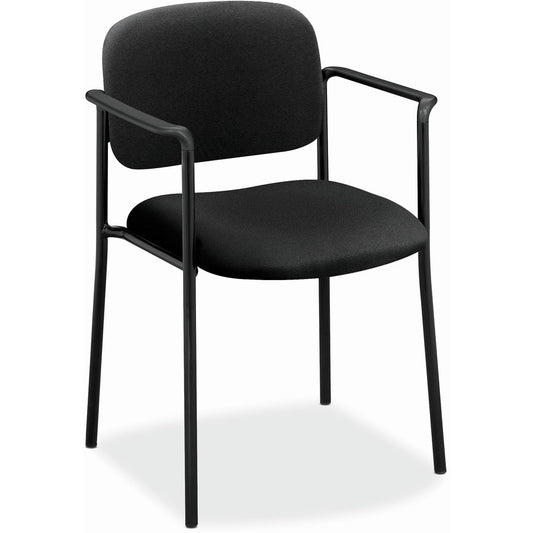 Basyx by HON Scatter Stacking Guest Chair - Black Seat Color - Fabric, Polyester Seat Material - Black Back Color - Fabric, Polyester Back Material - Black Frame Color - Tubular Steel Frame Material - Four-legged Base - Armrest - 1 Each