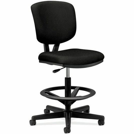 HON Volt Task Stool - Black Seat Color - Fabric, Polyester, Wood Seat Material - Black Back Color - Fabric, Polyester Back Material - Black Frame Color - 5-star Base - 1 Each