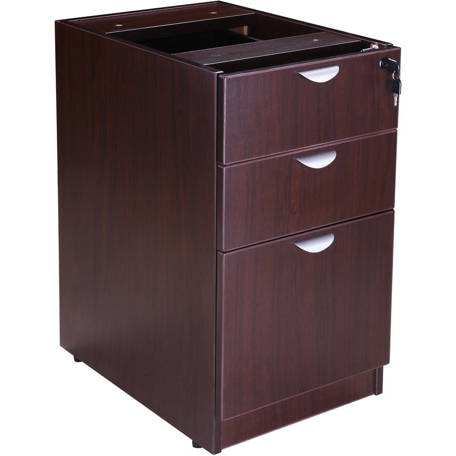 Boss N166 Deluxe Pedestal - 3-Drawer - 28.5" Height x 16" Width x 22" Depth - Total Drawer(s): 3 - Finish: Mahogany - Security Lock - 1 Each