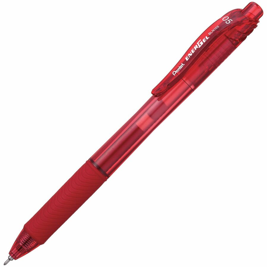 Pentel EnerGel-X Rollerball Pen - Refillable - Retractable - Red Ink - Gel-based - Red Barrel - 12 / Dozen