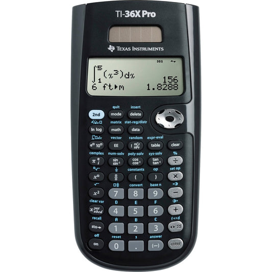 Texas Instruments TI-36X Pro Scientific Calculator - 4 Line(s) - 16 Digits - LCD - Battery/Solar Powered - 0.7" Height x 3.3" Width x 7.2" Depth - Black - 1 Each