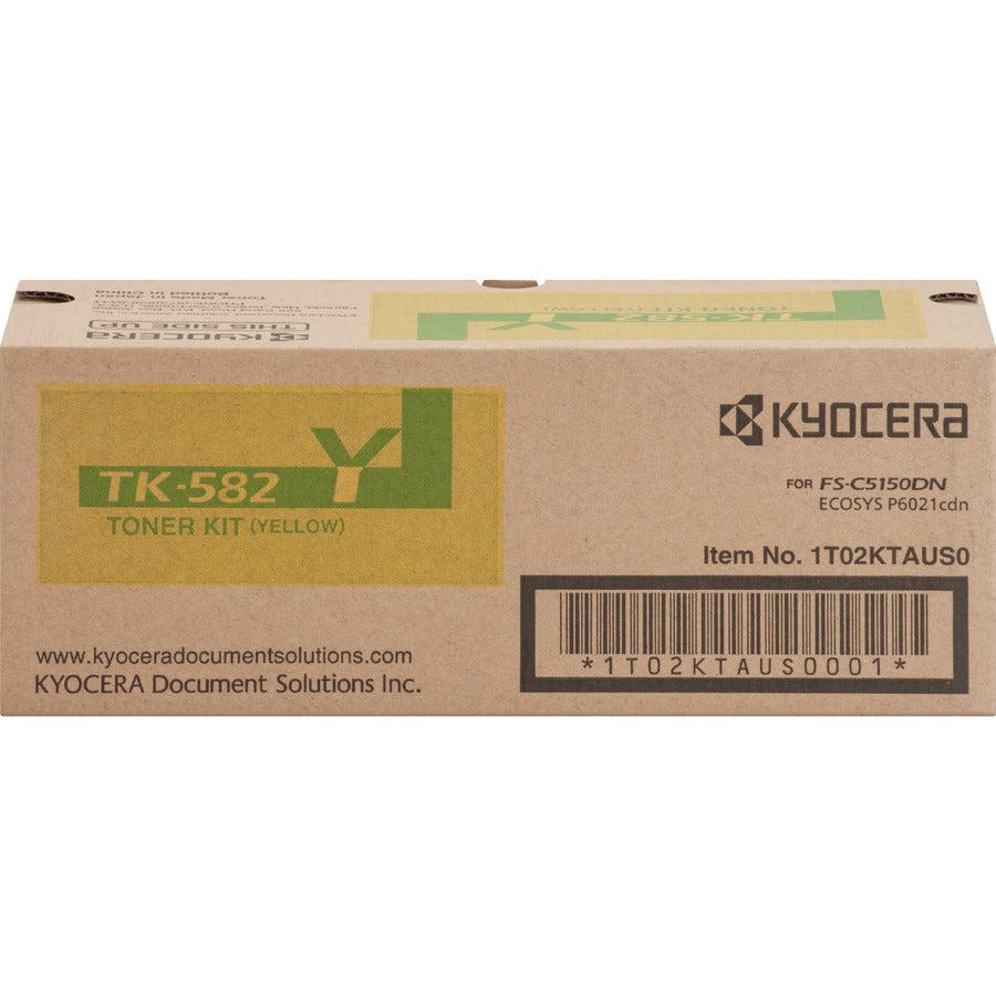 Kyocera TK-582Y Original Laser Toner Cartridge - Yellow - 1 Each - 2800 Pages