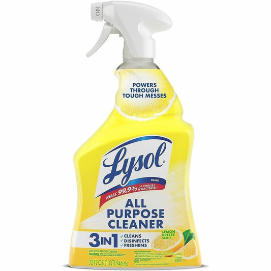 Lysol Lemon All Purpose Cleaner - Ready-To-Use - 32 fl oz (1 quart) - Lemon Breeze Scent - Deodorize, Disinfectant - Yellow - 1 Each