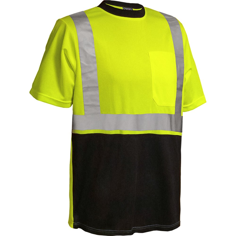 Reflective Apparel by PIP Type R CL2 S-sleeve Wicking Shirt YEL/BLK 5X