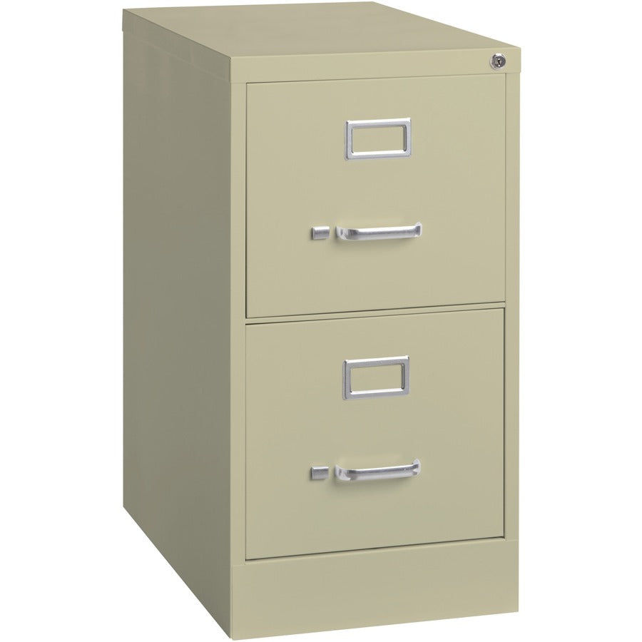 Lorell Fortress Series 22" Commercial-Grade Vertical File Cabinet - 15" Width x 22" Depth x 28.4" Height - 2 x Drawer(s) for File - Letter - Lockable, Ball-bearing Suspension - Putty - Steel - Recycled