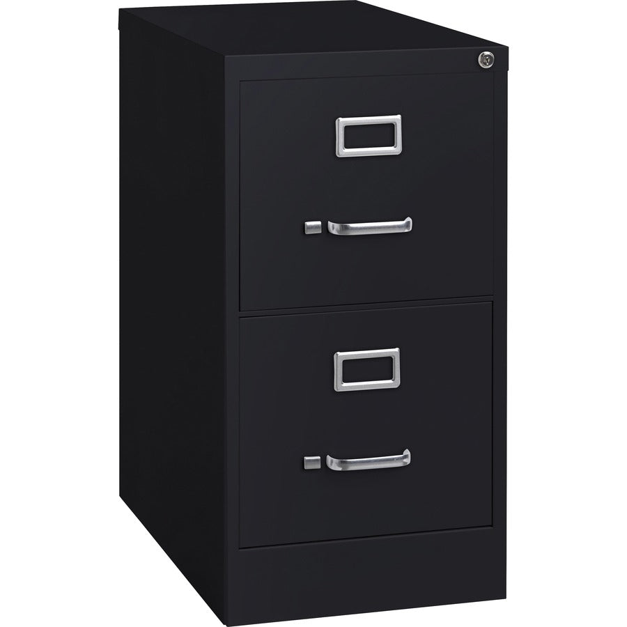 Lorell Fortress Series 22" Commercial-Grade Vertical File Cabinet - 15" Width x 22" Depth x 28.4" Height - 2 x Drawer(s) for File - Letter - Lockable, Ball-bearing Suspension - Black - Steel - Recycled