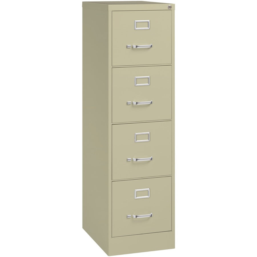 Lorell Fortress Series 22" Commercial-Grade Vertical File Cabinet - 15" Width x 22" Depth x 52" Height - 4 x Drawer(s) for File - Letter - Lockable, Ball-bearing Suspension - Putty - Steel - Recycled