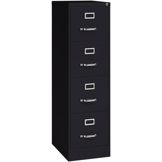 Lorell Fortress Series 22" Commercial-Grade Vertical File Cabinet - 15" Width x 22" Depth x 52" Height - 4 x Drawer(s) for File - Letter - Lockable, Ball-bearing Suspension - Black - Steel - Recycled