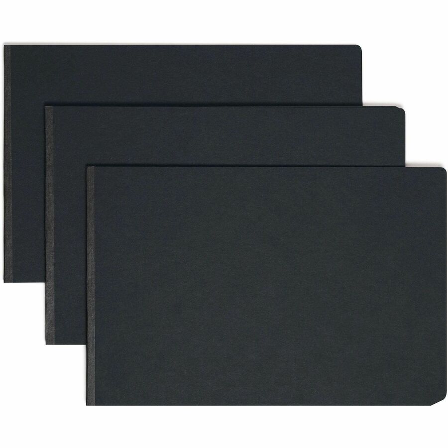 Smead Tabloid Report Cover - 11" x 17" - 3" Expansion - 1 Fastener - 25 pt. - Pressboard - Black - Metal Compressor, Hinged - 60% Recycled - 1 Each
