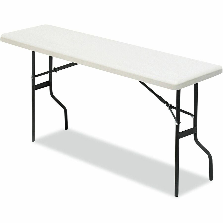 Iceberg IndestrucTable TOO 1200 Series Folding Table - Rectangle Top - 250 lb Capacity - 60" Table Top Length x 18" Table Top Width - 29" Height - Indoor, Outdoor - Platinum, Powder Coated - Polyethylene Top Material - 1 Each