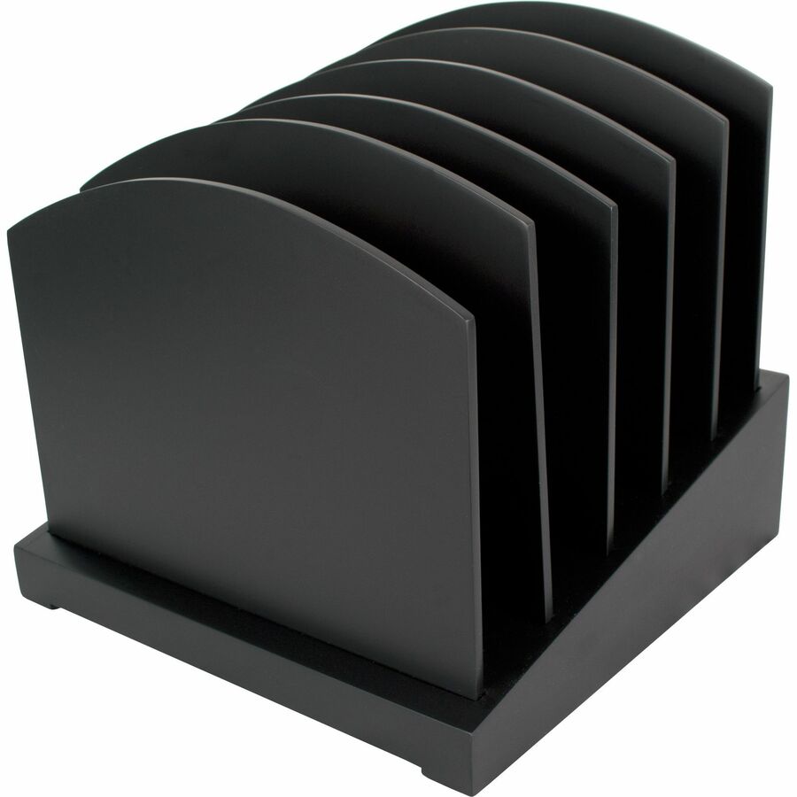 Victor Midnight Black Collection Incline File Sorter - Desktop - Durable, Rubber Feet, Adjustable Slot, Removable Divider, Sturdy - Matte Black - Black - Wood - 1 Each