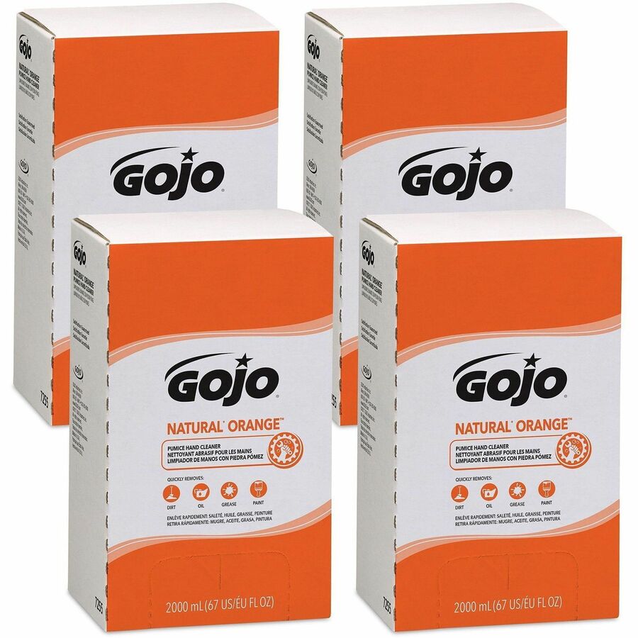 Gojo&reg, Natural Orange Pumice Hand Cleaner Refill - Orange Citrus Scent - 2.11 quart - Dirt Remover, Grease Remover, Soilage Remover - Hand - Gray - 4 / Carton