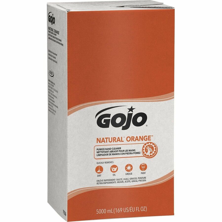 Gojo&reg, Natural Orange Pumice Hand Cleaner - Citrus Scent - 1.32 gal - Oil Remover, Dirt Remover, Grease Remover, Soil Remover - Hand - White - Fast Acting - 1 Each