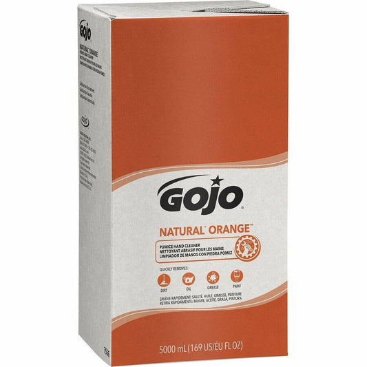 Gojo, Natural Orange Pumice Hand Cleaner - Citrus Scent - 1.32 gal - Oil Remover, Dirt Remover, Grease Remover, Soil Remover - Hand - White - Fast Acting - 1 Each