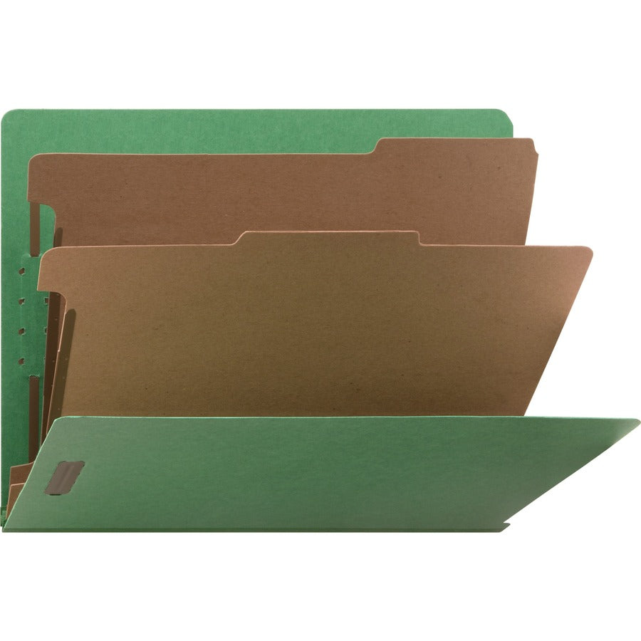 Nature Saver Letter Recycled Classification Folder - 8 1/2" x 11" - End Tab Location - 2 Divider - 25 pt. - Fiberboard - Green - 100% Recycled - 10 / Box