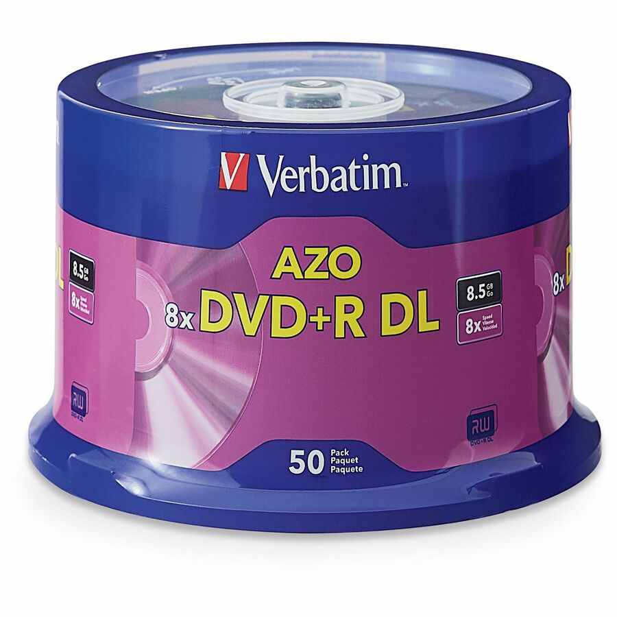Verbatim DVD Recordable Media - DVD+R DL - 8x - 8.50 GB - 50 / Pack - 120mm - 4 Hour Maximum Recording Time