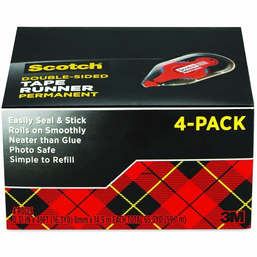 Scotch Double-Sided Tape Runner - Clear - 4 / Pack