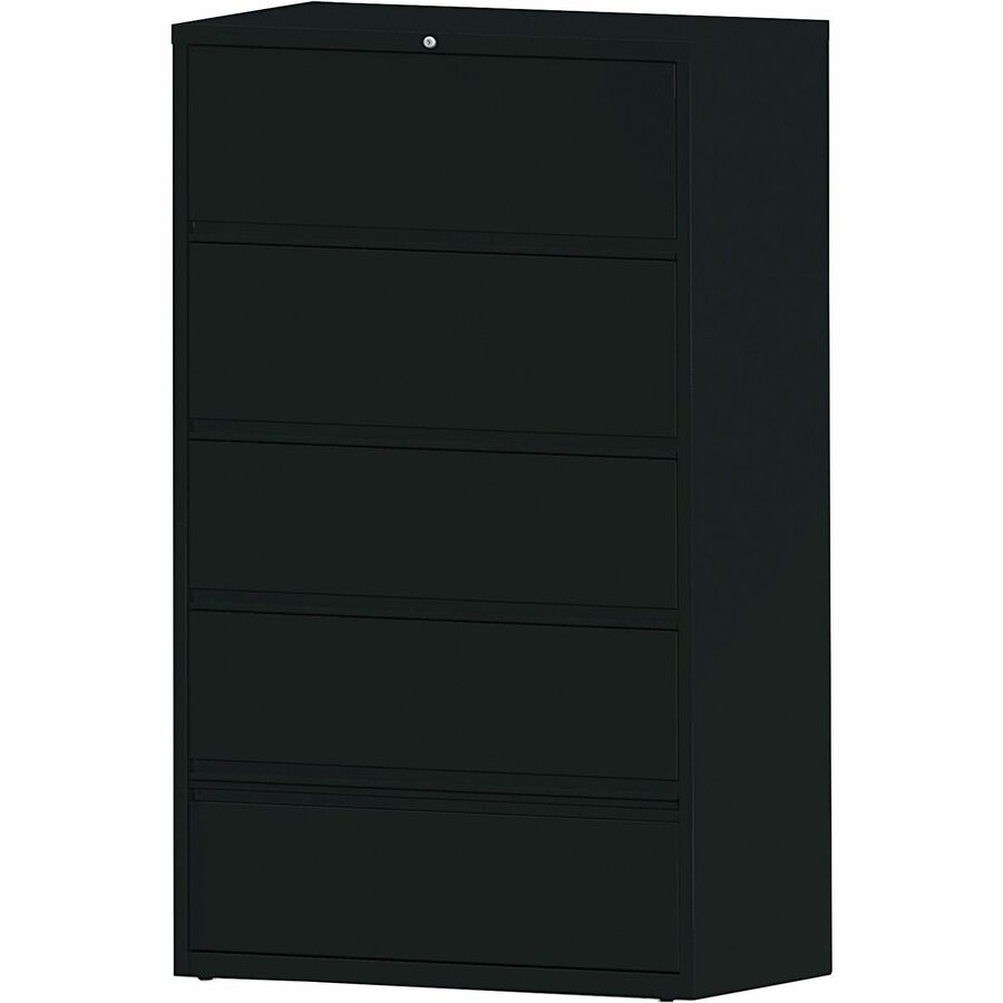 Lorell Fortress Series Lateral File - 42" Width x 18.6" Depth x 68.8" Height - 5 x Drawer(s) for File - Letter, A4, Legal - Interlocking, Heavy Duty, Ball-bearing Suspension, Leveling Glide, Recessed Handle - Black - Steel - Recycled