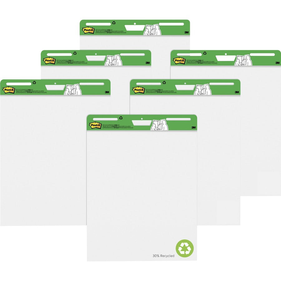Post-it&reg, Flip-Chart Pad - 30 Sheets - Plain - Stapled - 18.50 lb Basis Weight - 25" x 30" Sheet Size - 35.80" Height x 25.2" Width x 1.8" Depth - White Paper - Cardboard Cover - Repositionable, Bleed Resistant, Self-adhesive, Resist Bleed-through...