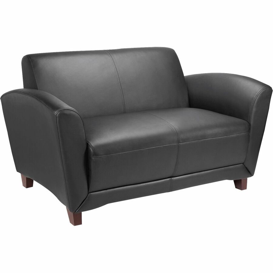 Lorell Accession Reception Loveseat - 55" x 34.5" x 31.3" Overall Dimension - Leather Black Seat - Leather Black Back - 1 Each