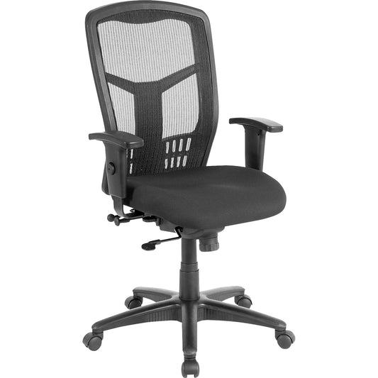 Lorell Executive Mesh High-back Swivel Chair - Black Seat Color - Fabric Seat Material - Steel Frame Material - Black - 1 Each
