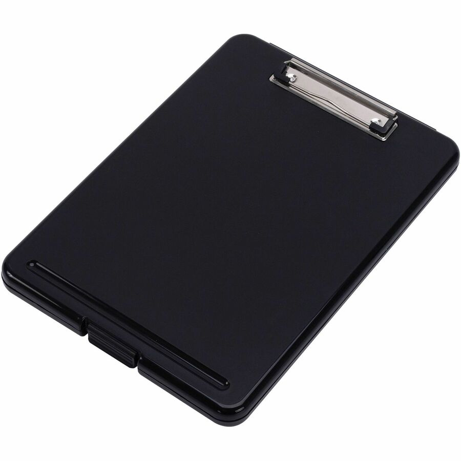 Business Source 37513 Storage Clipboard - 8 1/2" x 11" Sheet Size - Plastic - Black - 1 Each