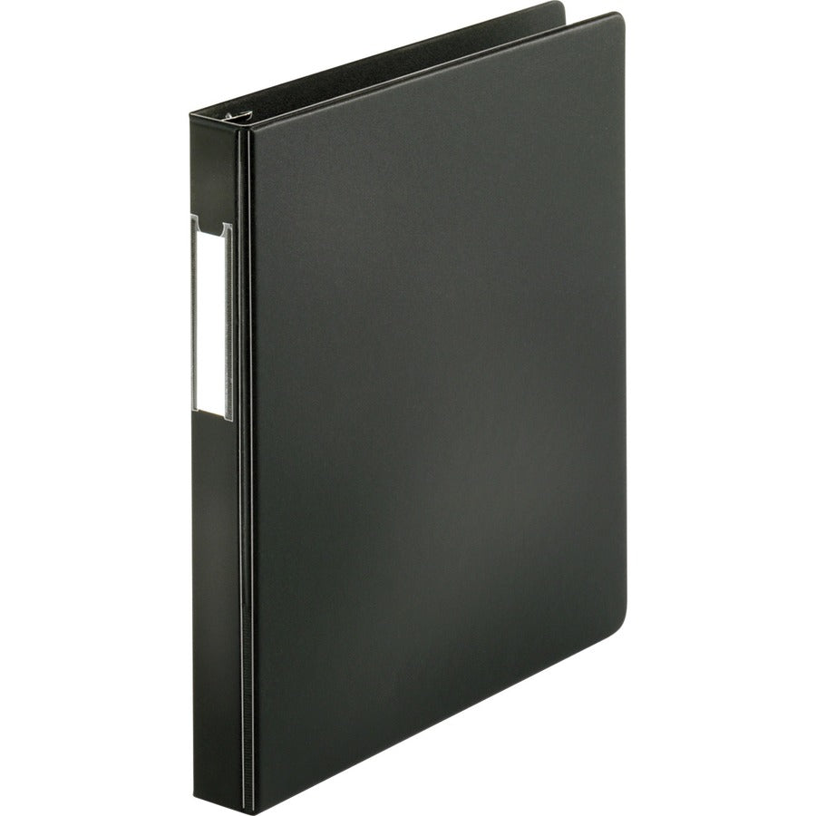 Business Source Slanted D-ring Binders - 1" Binder Capacity - 3 Ring - Fastener: D-Ring - Pocket: 2, Internal - Chipboard, Polypropylene - Black - PVC-free, Non-stick, Spine Label, Gap-free Ring, Non-glare, Heavy Duty, Open and Closed Triggers - 1 Each
