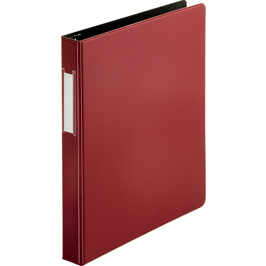 Business Source Slanted D-ring Binders - 1" Binder Capacity - 3 Ring - Fastener: D-Ring - Pocket: 2, Internal - Chipboard, Polypropylene - Burgundy - PVC-free, Non-stick, Spine Label, Gap-free Ring, Non-glare, Heavy Duty, Open and Closed Triggers - 1 Each
