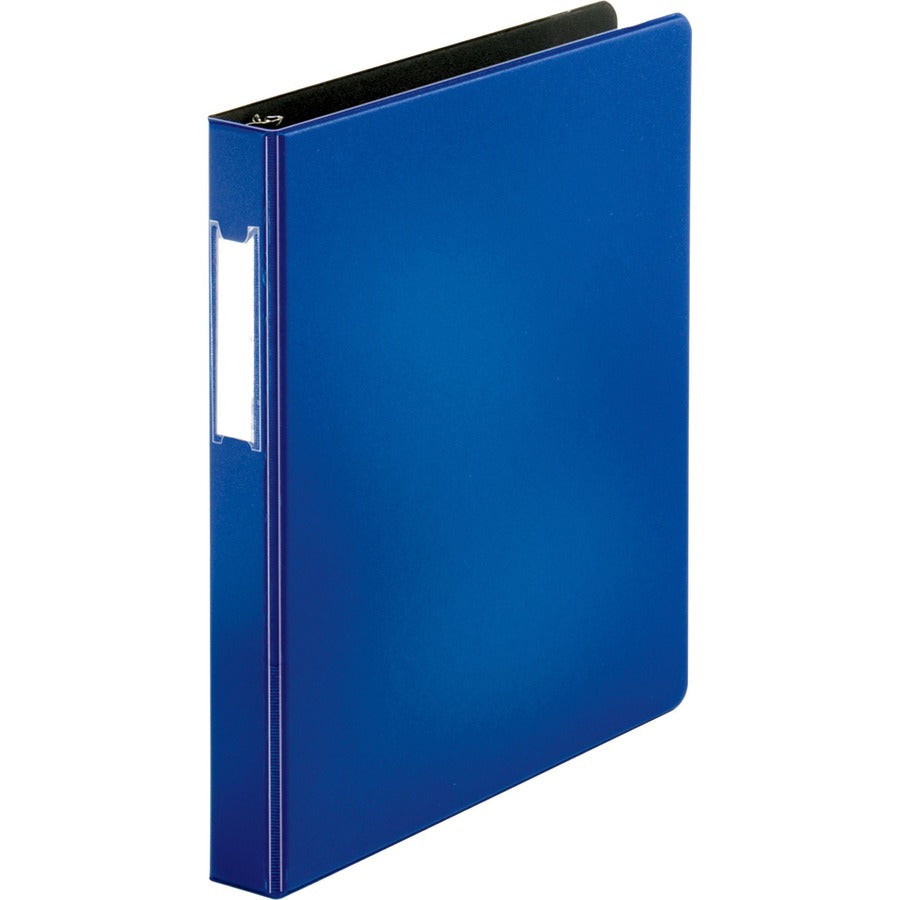 Business Source Slanted D-ring Binders - 1" Binder Capacity - 3 Ring - Fastener: D-Ring - Pocket: 2, Internal - Chipboard, Polypropylene - Blue - PVC-free, Non-stick, Spine Label, Gap-free Ring, Non-glare, Heavy Duty, Open and Closed Triggers - 1 Each