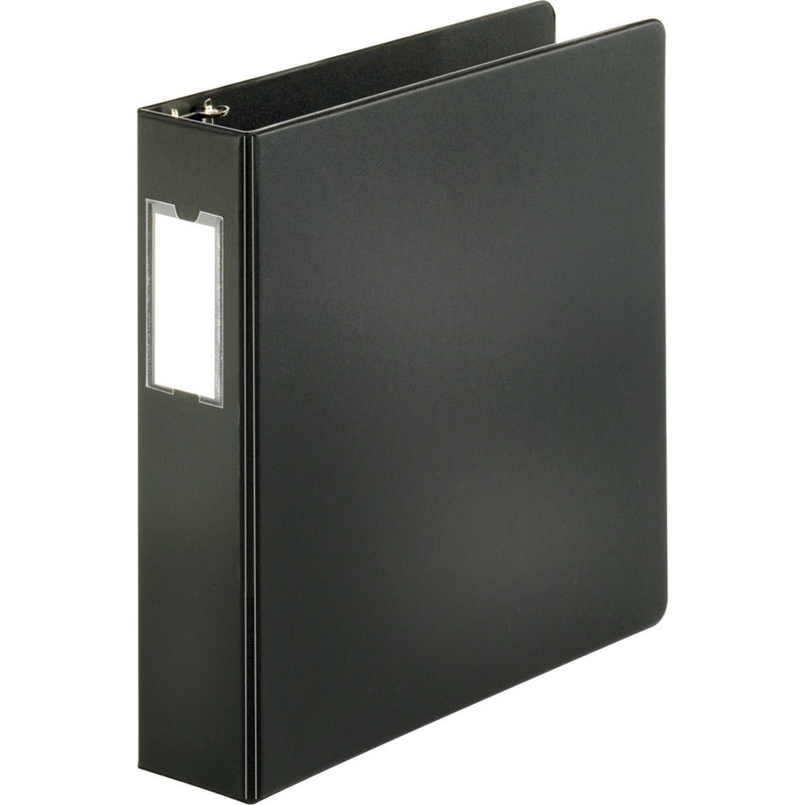 Business Source Slanted D-ring Binders - 2" Binder Capacity - 3 Ring - Fastener: D-Ring - Pocket: 2, Internal - Chipboard, Polypropylene - Black - PVC-free, Non-stick, Spine Label, Gap-free Ring, Non-glare, Heavy Duty, Open and Closed Triggers - 1 Each