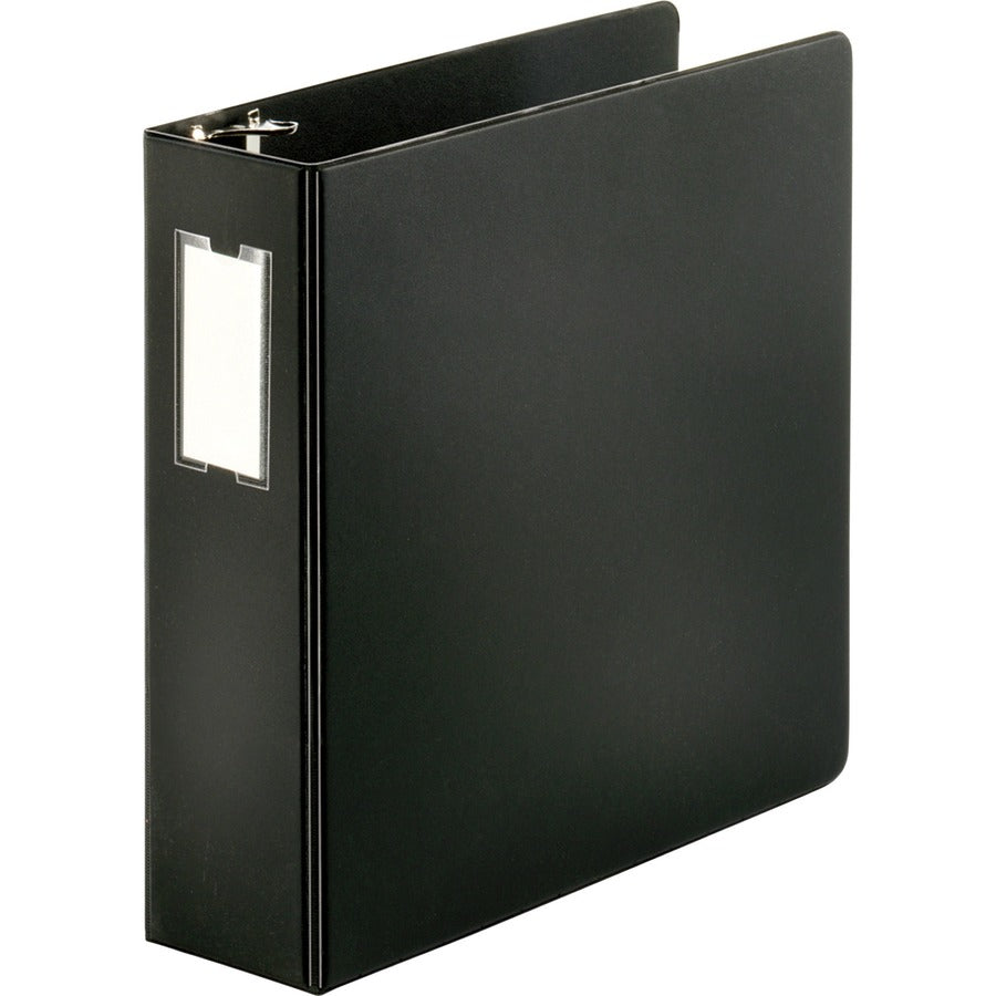 Business Source Slanted D-ring Binders - 3" Binder Capacity - 3 Ring - Fastener: D-Ring - Pocket: 2, Internal - Chipboard, Polypropylene - Black - Refillable, Non-stick, Spine Label, Gap-free Ring, Non-glare, Heavy Duty, Open and Closed Triggers - 1 Each