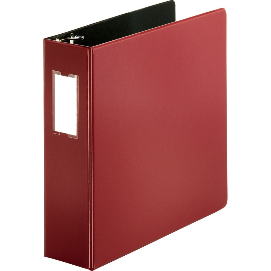 Business Source Slanted D-ring Binders - 3" Binder Capacity - 3 Ring - Fastener: D-Ring - Pocket: 2, Internal - Chipboard, Polypropylene - Burgundy - PVC-free, Non-stick, Spine Label, Gap-free Ring, Non-glare, Heavy Duty, Open and Closed Triggers - 1 Each