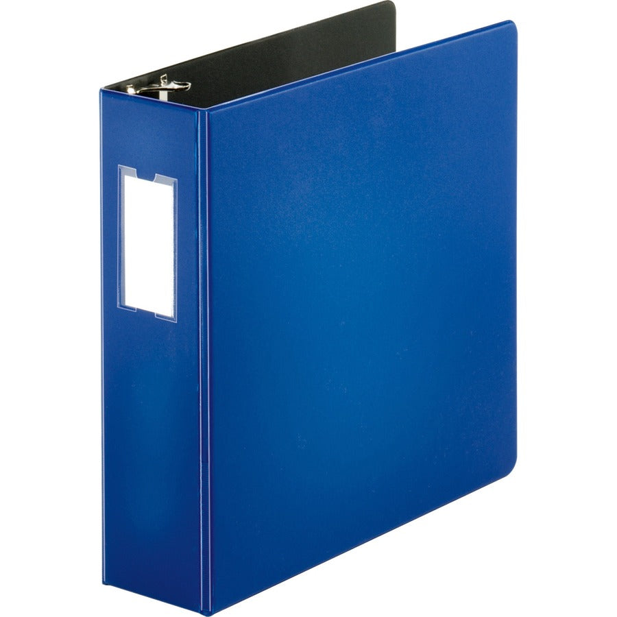 Business Source Slanted D-ring Binders - 3" Binder Capacity - 3 Ring - Fastener: D-Ring - Pocket: 2, Internal - Chipboard, Polypropylene - Blue - PVC-free, Non-stick, Spine Label, Gap-free Ring, Non-glare, Heavy Duty, Open and Closed Triggers - 1 Each