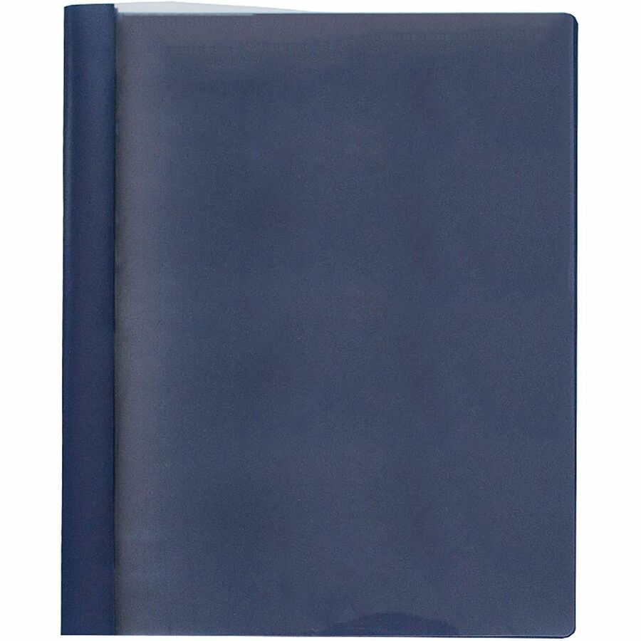 Business Source Letter Report Cover - 1/2" Folder Capacity - 8 1/2" x 11" - 100 Sheets Capacity - 3 x Prong Fastener - Clear, Dark Blue - Durable, Non-stick, Heavy Duty, Water Resistant, Textured - 1 Box