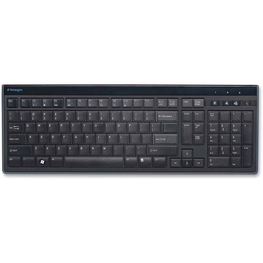 Kensington Slim Type Keyboard - Cable Connectivity - USB Interface - Volume Control, Mute, Sleep, Internet Hot Key(s) - Computer - PC, Mac - Scissors Keyswitch - Matte Black