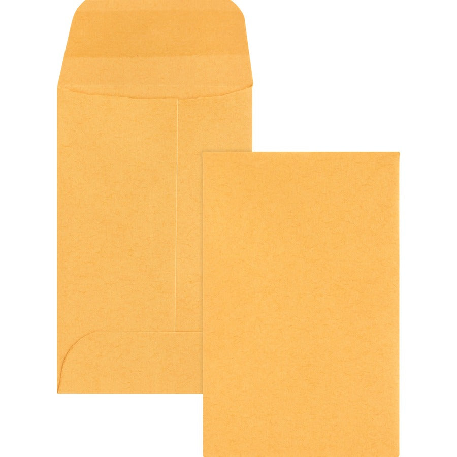 Business Source Small Coin Kraft Envelopes - Coin - #1 - 2 1/4" Width x 3 1/2" Length - 20 lb - Gummed - Brown Kraft - Kraft - 500 / Box