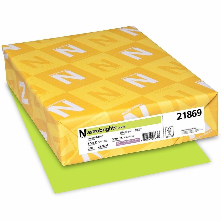Astrobrights Color Cover Stock - Green - Letter - 8 1/2" x 11" - 65 lb Basis Weight - Acid-free, Lignin-free - Green - 1 Pack