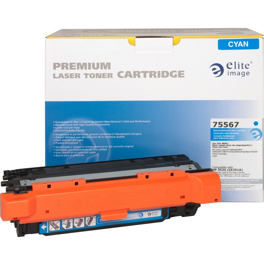 Elite Image Remanufactured Laser Toner Cartridge 504A (CE251A) - Cyan - 1 Each - 7000 Pages