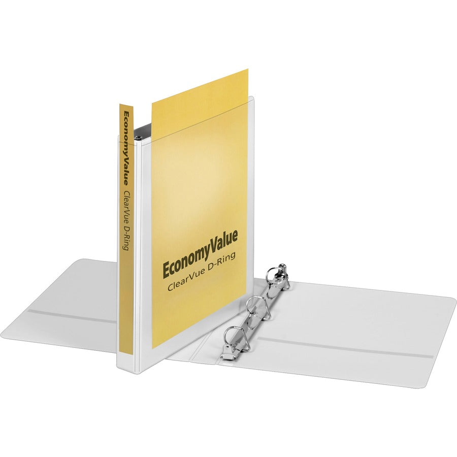 Cardinal&reg, EconomyValue ClearVue Slant-D Ring Binder - 1" Binder Capacity - Letter - 8 1/2" x 11" Sheet Size - 240 Sheet Capacity - 1" Spine Width - 3 Ring - Fastener: D-Ring - Pocket: 2, Inside Front & Back - Vinyl - White - 14.88 oz - Recycled - C...