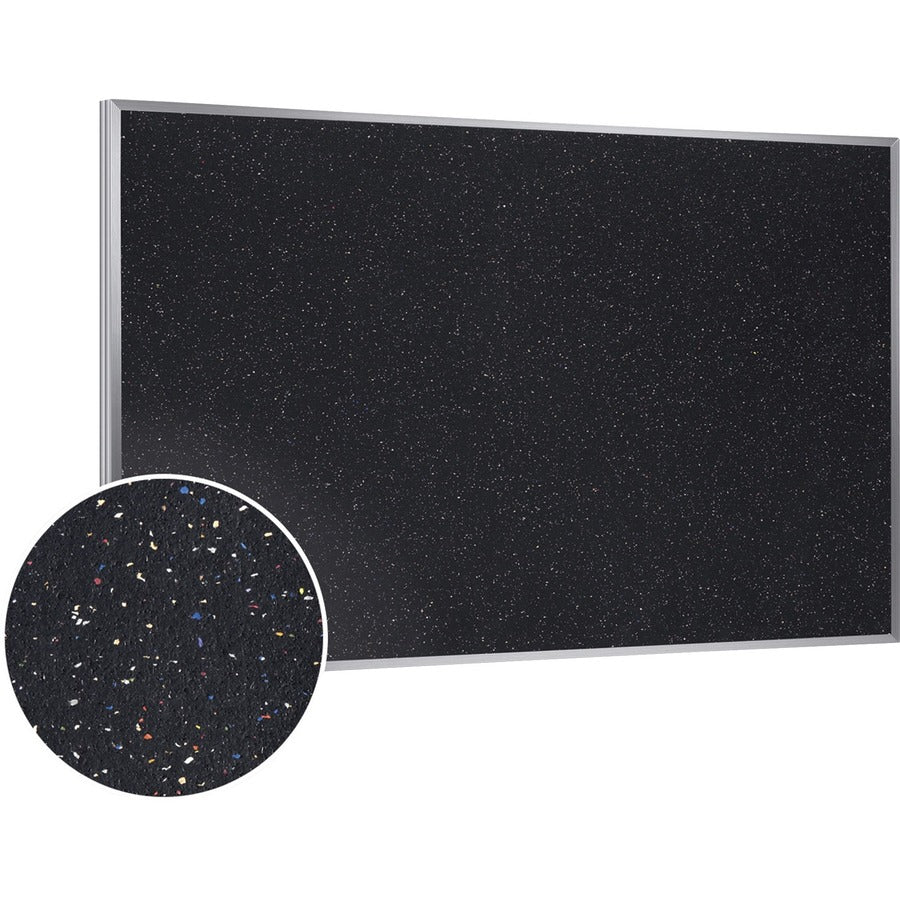Ghent Recycled Bulletin Board with Aluminum Frame - 48" Board Height x 60" Board Width - Confetti Rubber Surface - Self-healing, Washable, Durable, Stain Resistant, Fade Resistant, Recyclable, Textured Surface, Wear Resistant, Tear Resistant, Eco-frien...